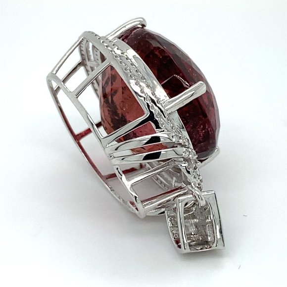Rubellite 32.00ct Diamonds Solid 18K Gold Pendant - Picture 4 of 7